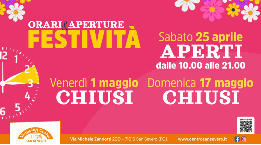 orari e aperture festività